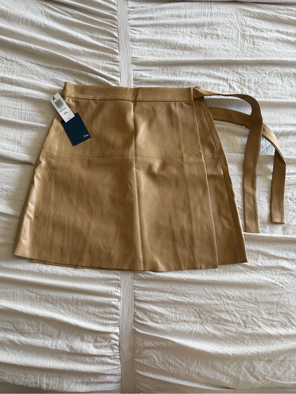 Wilfred Camel Faux Leather Wrap Skirt